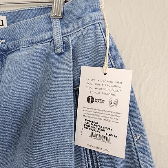 NWT Etica Max Pleated High Waisted Denim Shorts - Tailored Trouser - Anthro 29 - Picture 8 of 9